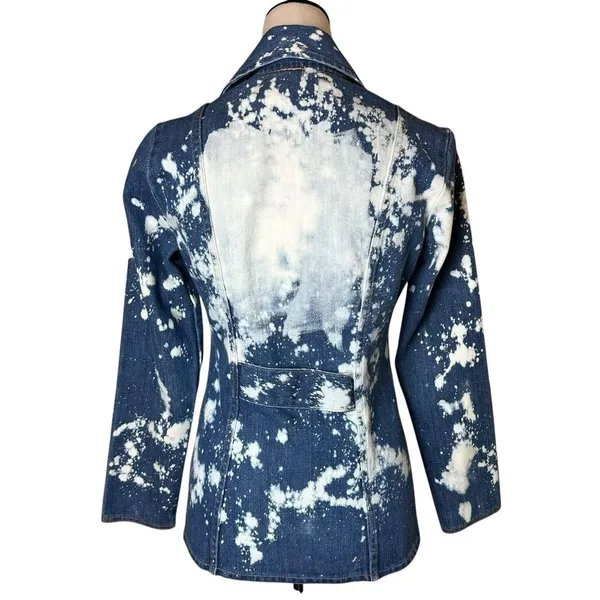 Vintage Wrangler Bleached Denim Blazer Jacket‎ S | Western Grunge Streetwear - Image 3