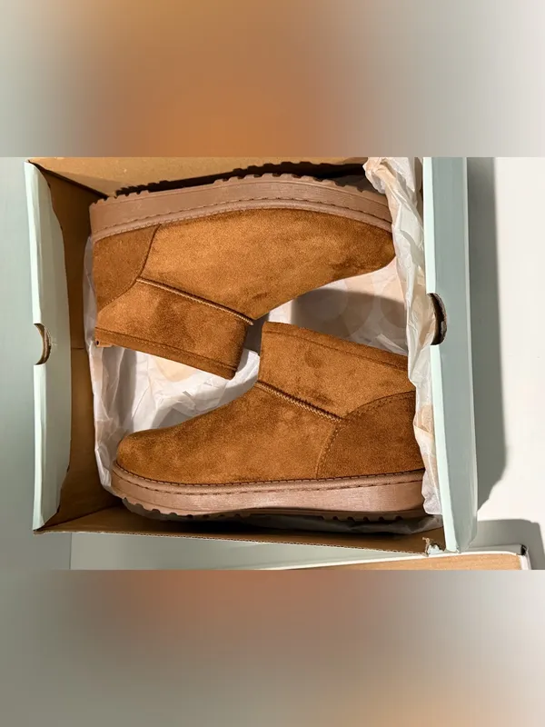 SO‎ Brown Suede Faux Fur Lined Ankle Booties - Image 9