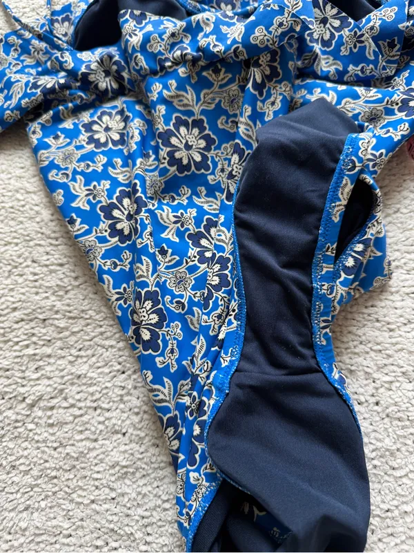 J. Crew One-Piece Swimsuit Cobalt Blue Floral Ruffle 8 NEW NWOT - Image 9
