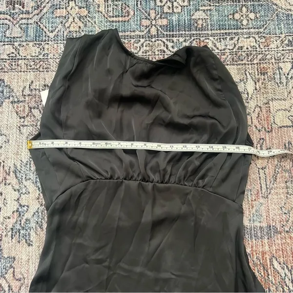 Deluc NWT Harlow Black Satin Mini Dress Size Medium Sleeveless Ruffle Dress - Image 10