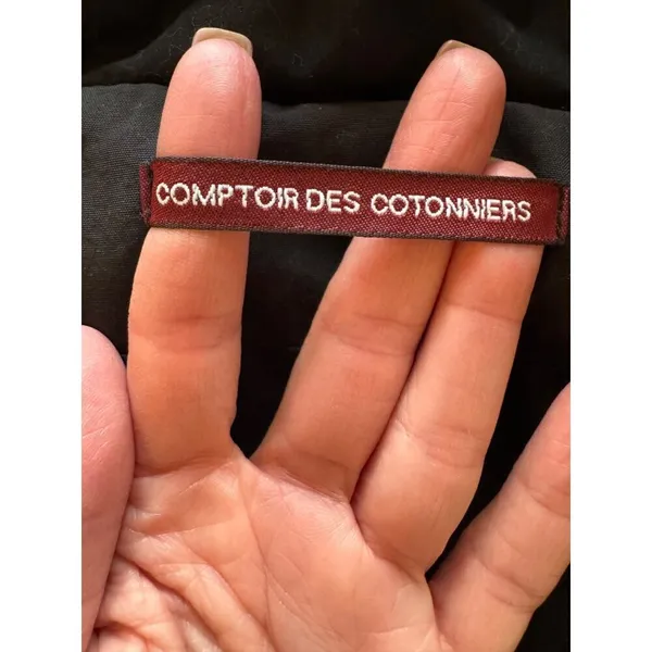 Comptoir Des Cotonniers Coat Women Large Black‎ Rabbit Fur Hood Parka Outdoor - Image 11