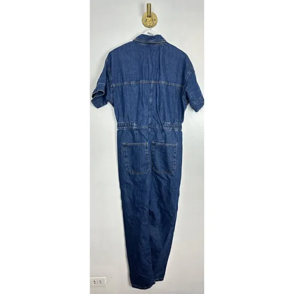 FREE PEOPLE Marci Denim Jumpsuit in Wash Sapphire Blue Size Large - Image 8