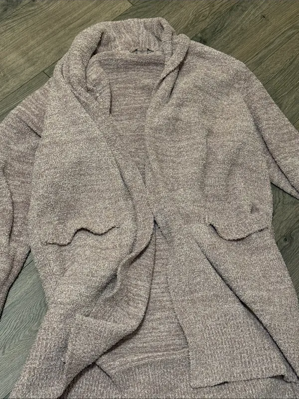Barefoot Dreams Open-Front Plush Cardigan neutral tan - Image 3