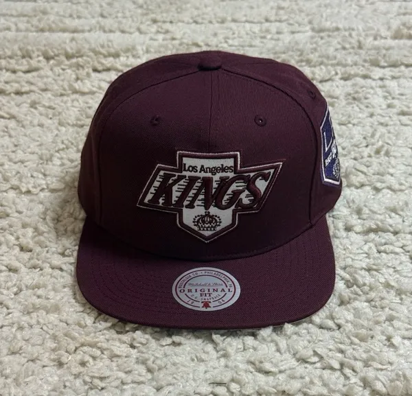 Mitchell & Ness Los Angeles Kings Burgundy Vintage Fashion Snapback Hat - Image 2