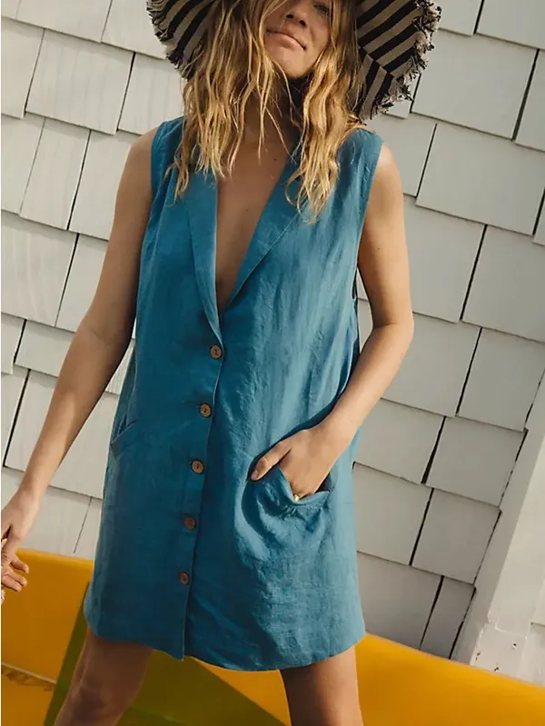 Free People Nue Linen Mini Dress Size XS - Image 2
