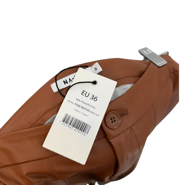 NA-KD Cognac Brown‎ Flared PU Faux Leather Pants High Rise NWT EU 36 US 6 - Image 8