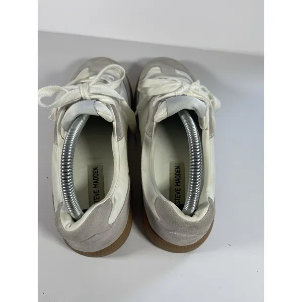 Steve Madden Womens 9 White Gray Suede Gum Sole Retro Low Top Sneakers 494986 - Image 6