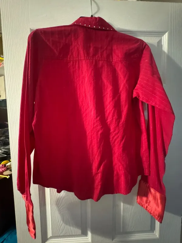 Twenty X Red Rhinestone Metallic Western Shirt Medium - Image 2