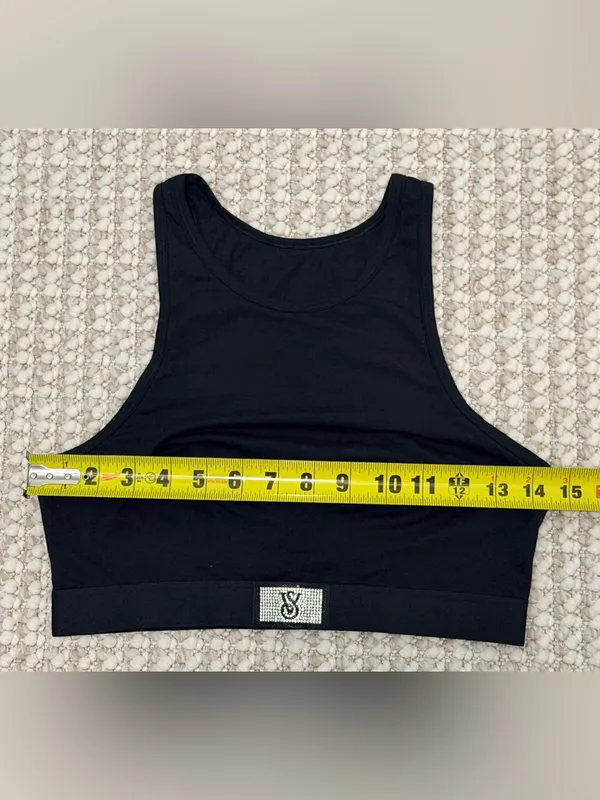 Victoria's Secret Shine Patch High-Neck Racerback Bralette Size Medium black - Image 7