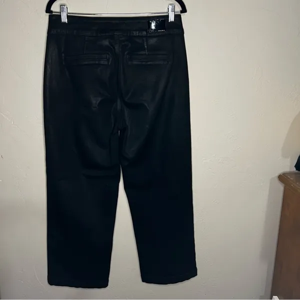PAIGE Nellie‎ Coated Black High Rise Wide-Leg Cropped Pants - Image 8