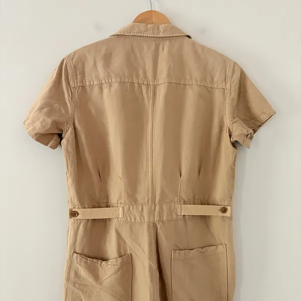 Outerknown S.E.A. Jumpsuit Coverall organic cotton linen blend tan Medium - Image 7