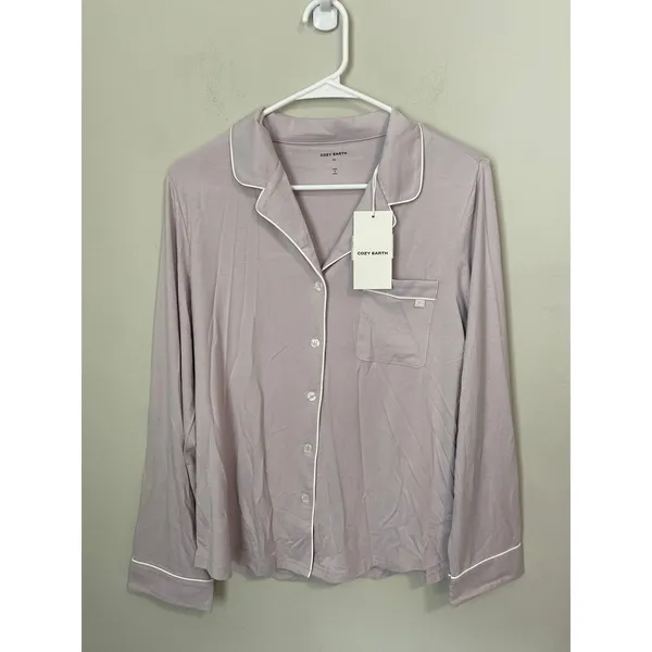 NEW Cozy Earth Bamboo Stretch-Knit Classic Pajama Set Lilac XS - Image 3