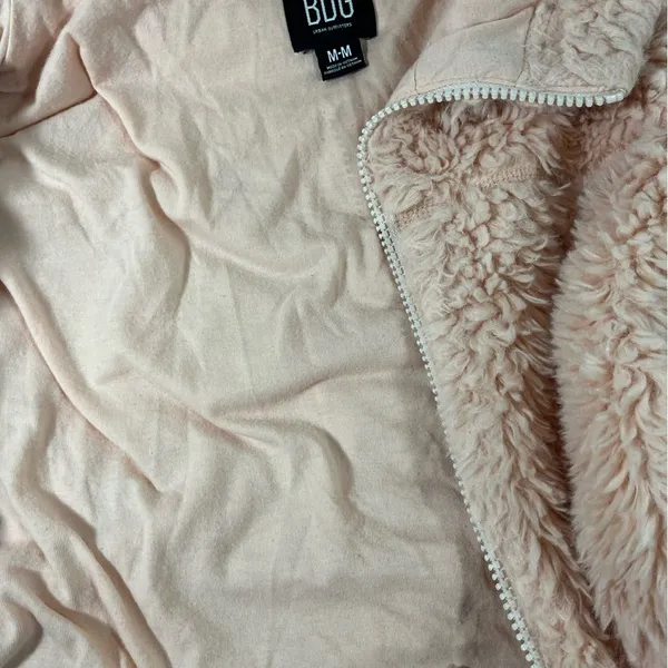 Bdg Urban Outfitters Teddy Faux Fur Crop‎ Hoodie Jacket M Pink Preowned - Image 10
