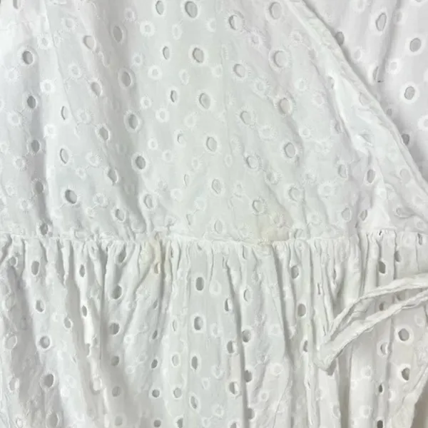 ASOS‎ White Tiered Eyelet Lace Long Sleeve Wrap Trapeze Mini Dress 2 - Image 5