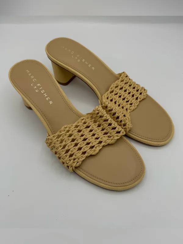 Marc‎ fisher Jazmine Dress Slide Sandal in natural raffia size 9 coastal resort - Image 2
