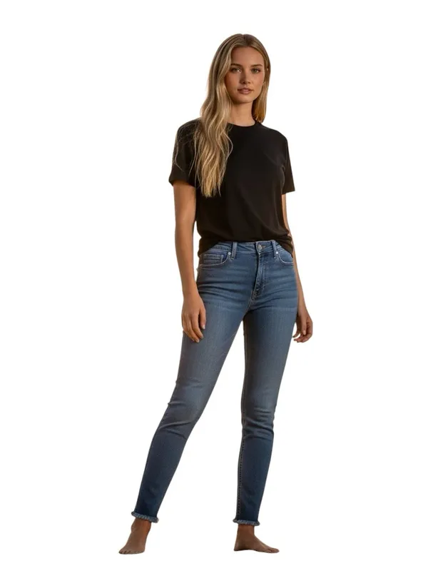 7 For All Mankind Women’s 28 Ankle Gwenevere Skinny Crop Jeans Frayed Hem Blue - Image 3