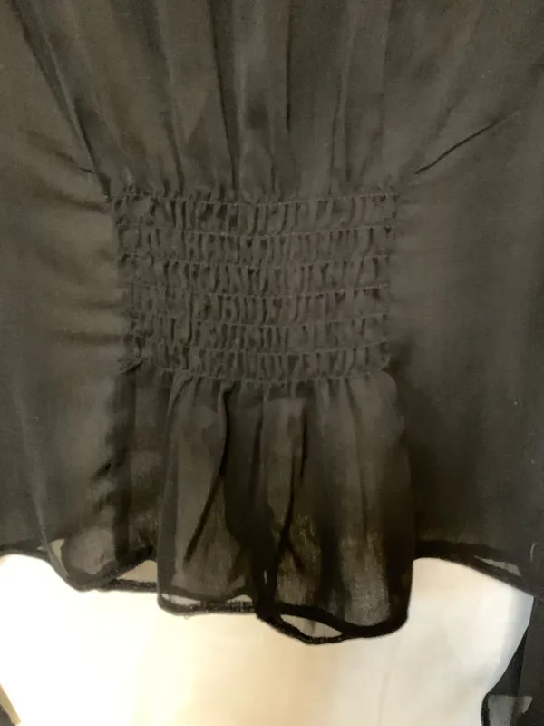 Bar III Sheer Black Blouse Long Sleeve Ruffled Sz L - Image 9