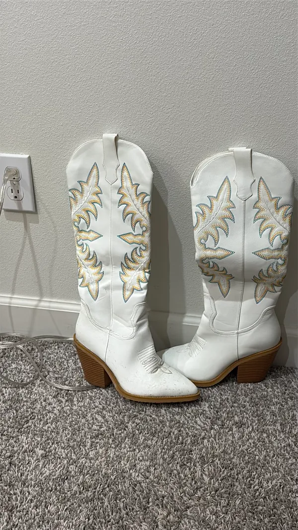 Isnom Cowgirl Boots White Size 8 - Image 2