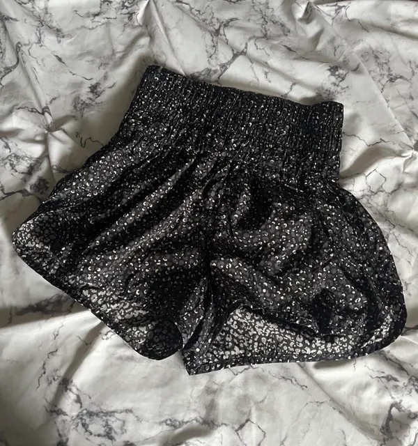 Free People FP Movement The Way Home Run Shorts Black & White Leopard Print - Image 9