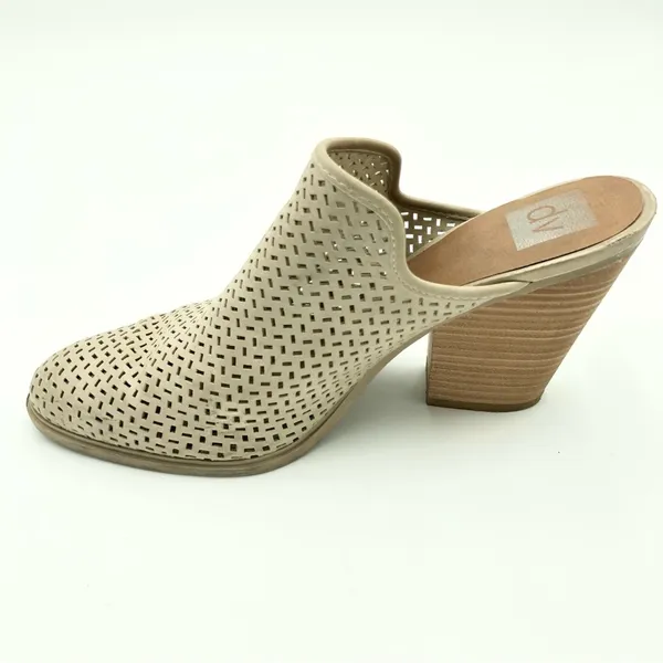Dolce Vita Beige Laser Cut Closed Toe Heeled Mules Size 10 - Image 3