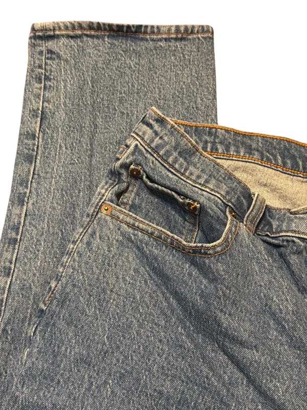 Abercrombie & Fitch Curve Love 90s Straight Mid Rise Jeans Blue Denim Sz 12L - Image 2