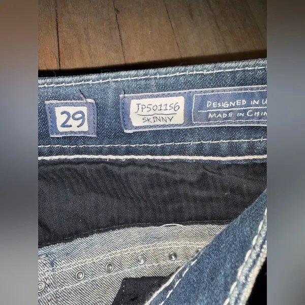 Miss Me Skinny Straight Leg Blue Denim Jeans. Bling Jeans - Image 3