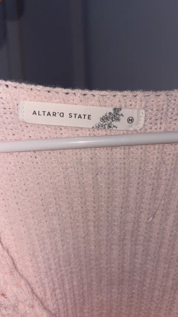 Altar'd State Sweater Pink V-Neck - Image 3