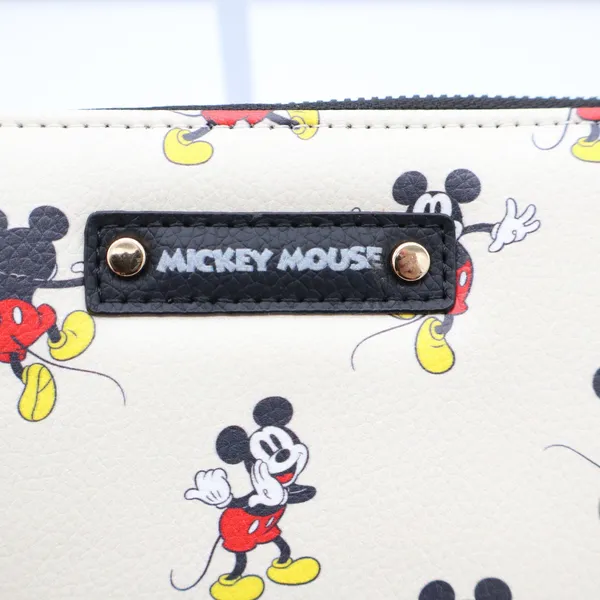 Disney Wallet Womens OS Zip Around Cream Mickey Mouse Print New - Image 3