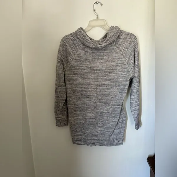Aerie Gray Funnel Neck Long Sleeve Top with Pockets Size M - Image 6