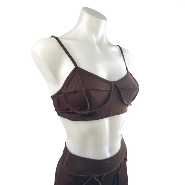 BTTRM Better Me Brown Contour Stitch Bralette Leggings Athletic 2-Piece Set M - Image 5