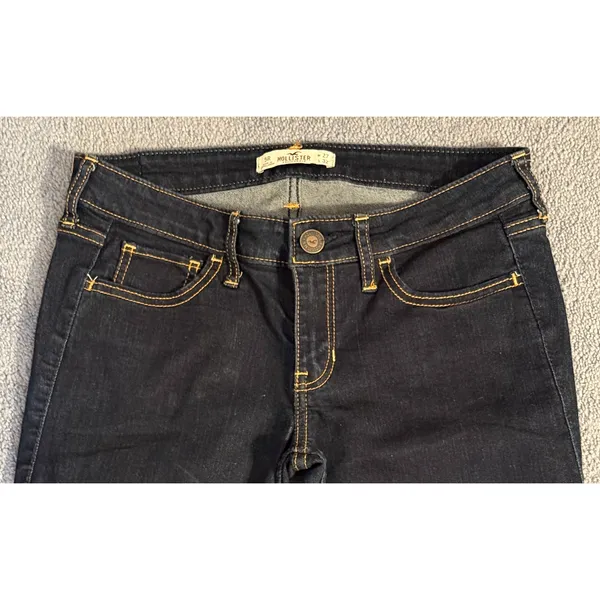 Hollister Jeans Womens Size 5 Straight Leg Low Rise Dark Wash Stretch Denim Y2K - Image 4