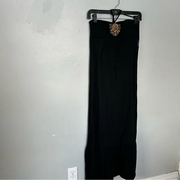 90s y2k fairy maxi Eyelash Couture Black Strapless Dress - Image 3