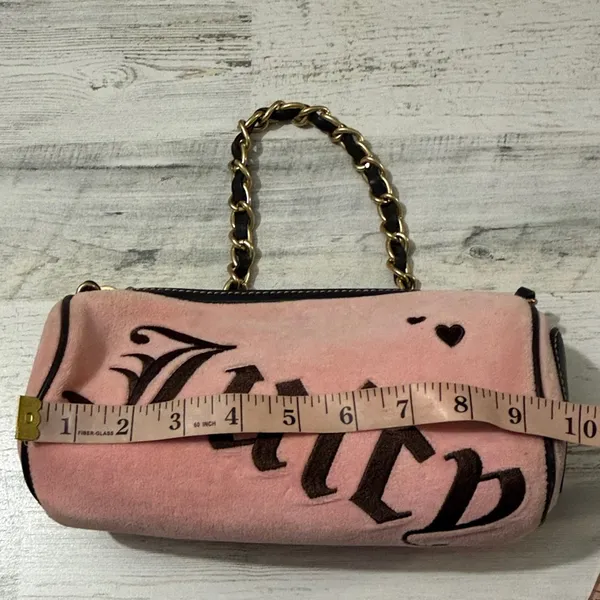 Vintage Juicy Couture Pink Suede Barrel Shoulder bag Y2K - Image 11