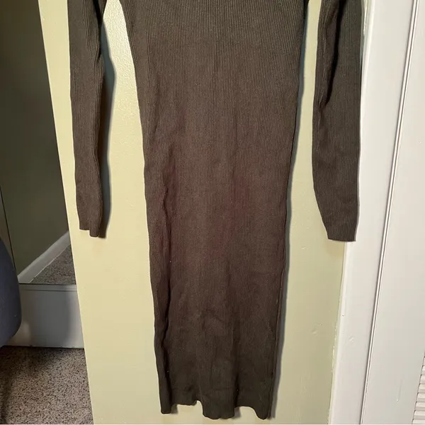 Rocorose Women's Turtleneck Midi Sweater Dress Ribbed Dark Hunter Green‎ Bodycon - Image 3