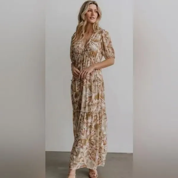 BalticBorn Santorini floral ruffle maxi dress SMALL - Image 2