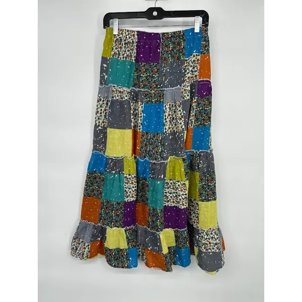 Sweet Miss Maxi Skirt Small‎ Multicolor Patchwork Boho Hippie 100% Cotton Granny - Image 4
