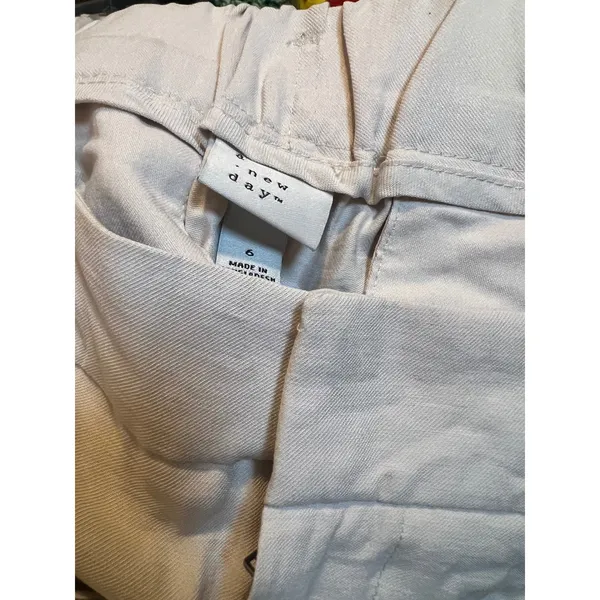 A New Day Women's Sz 6 Wide Leg Pant Cream White Pleated High Rise Pockets Rayon - Image 10