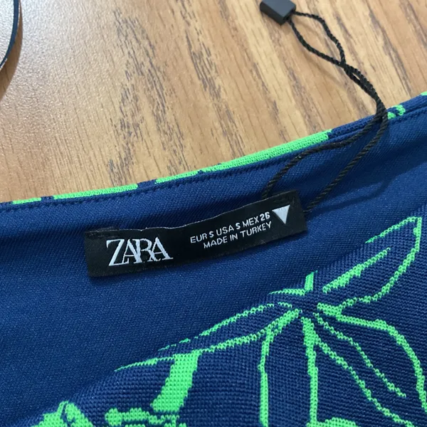 Zara Womens Small Floral Jacquard One Shoulder Crop Top - Image 4