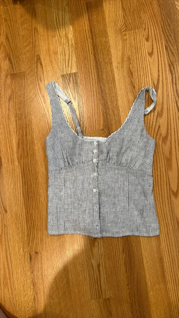 Hollister Top Striped Tank Blue White Summer Top XS - Image 3