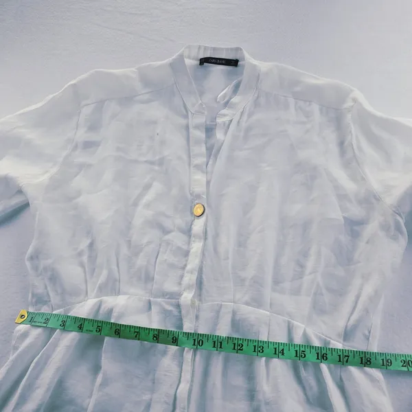 Zara‎ Basic White Lyocell Blend Shirt Dress Button Front Casual Coastal Medium - Image 6
