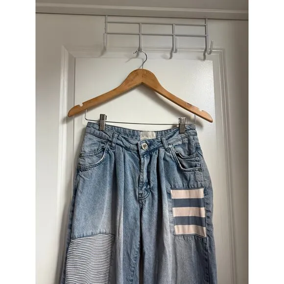 One Teaspoon Womens Smiths Low‎ Waist Wide Leg Denim Jeans Slouchy Multi Pocket - Image 7