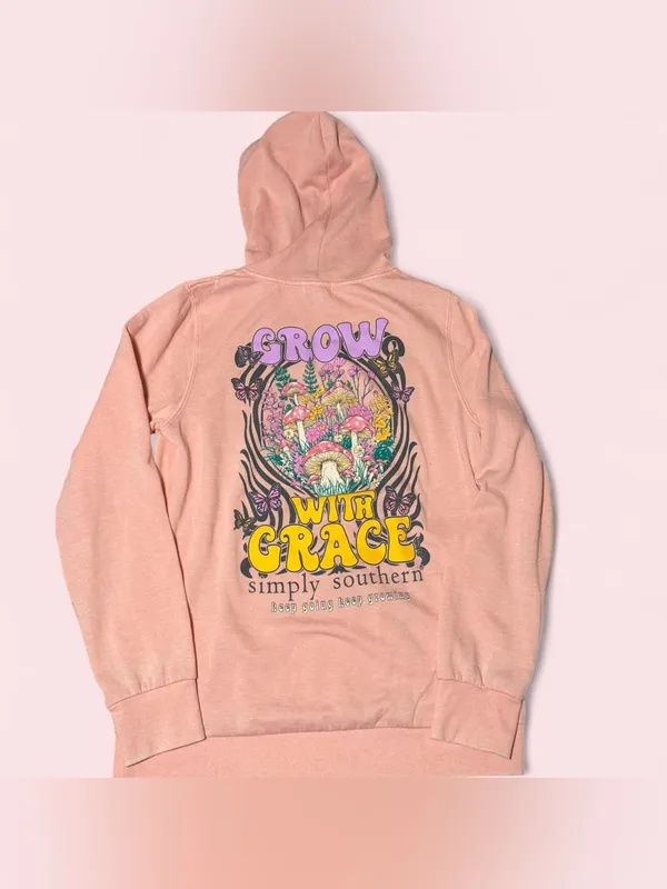 Simply Southern Light Pink Pullover Hoodie - Grow With Grace - Image 2