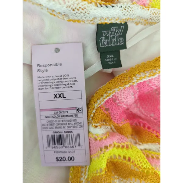 Wild Fable Multicolor Crochet Striped Halter Dress XXL NWT‎ Vacation Coastal - Image 9
