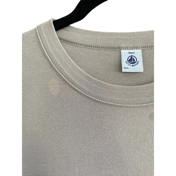 Petit Bateau Crewneck Light Tan Long Sleeve Tee Size XS - Image 5
