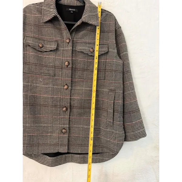 Madewell Glen Plaid Shirt Jacket Shacket Grey Brown‎ NB593 Womens Small S - Image 3