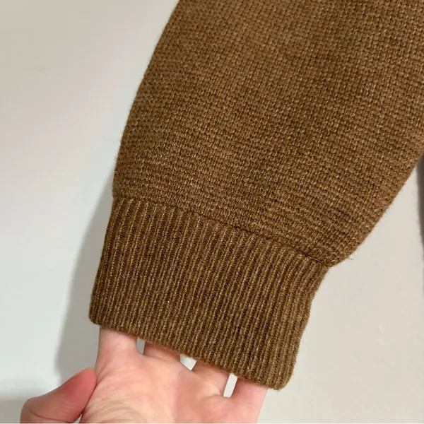 J. Crew Full Zip Flight Sweater Jacket Lambswool Blend Tan Size Medium Preppy - Image 5