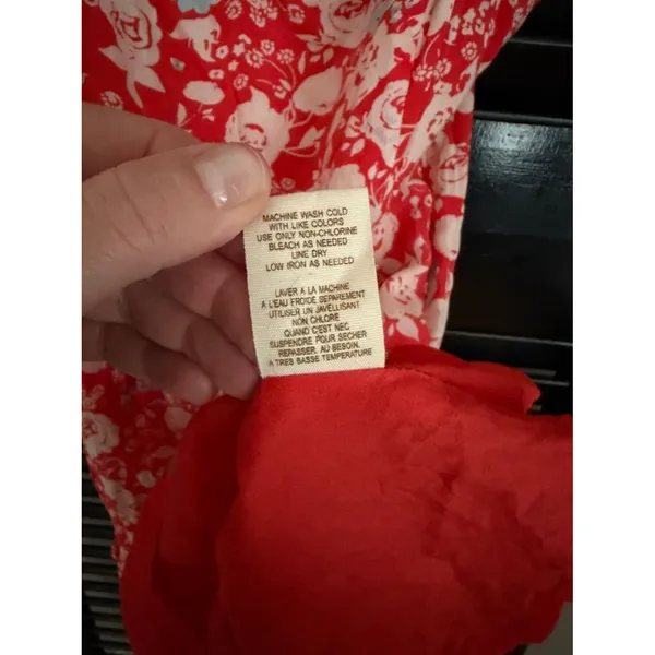 Free People Red Floral Twist Back Mini Dress Size 10 - Image 7