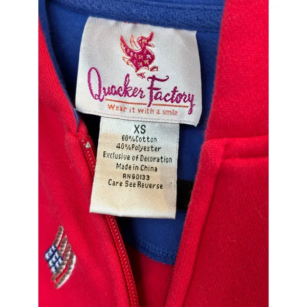 Womens Red Zip Up Hoodie‎ American Flag Embroidered Sweatshirt Jacket - Image 3