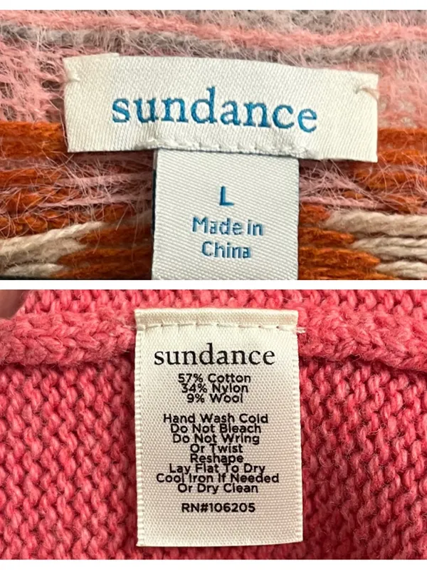 Sundance Pink Fair Isle Sweater Size Large - Image 8