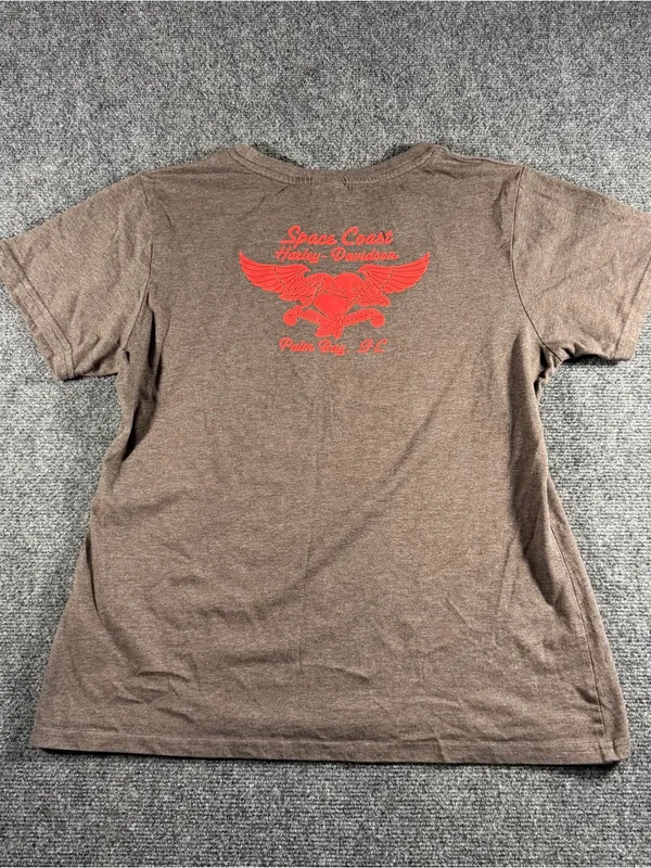 Harley Davidson Space Coast Palm Pay Fl Shiny Iridescent Graphic Tee Gray Large - Image 6